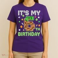 Birthday Boy It'S My 6th Birthday Gamer Pixel Number T-Shirt thumb 4