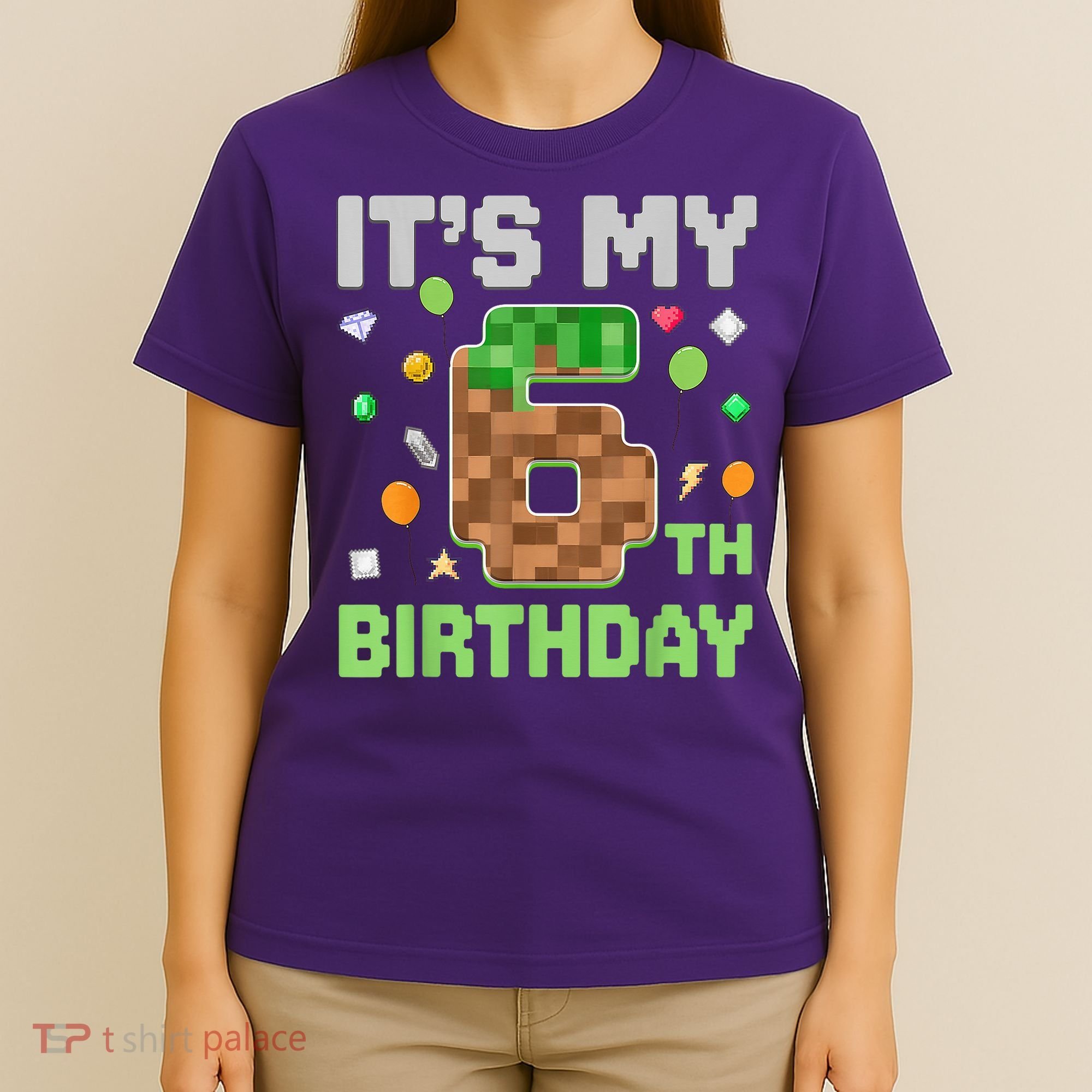 Birthday Boy It'S My 6th Birthday Gamer Pixel Number T-Shirt