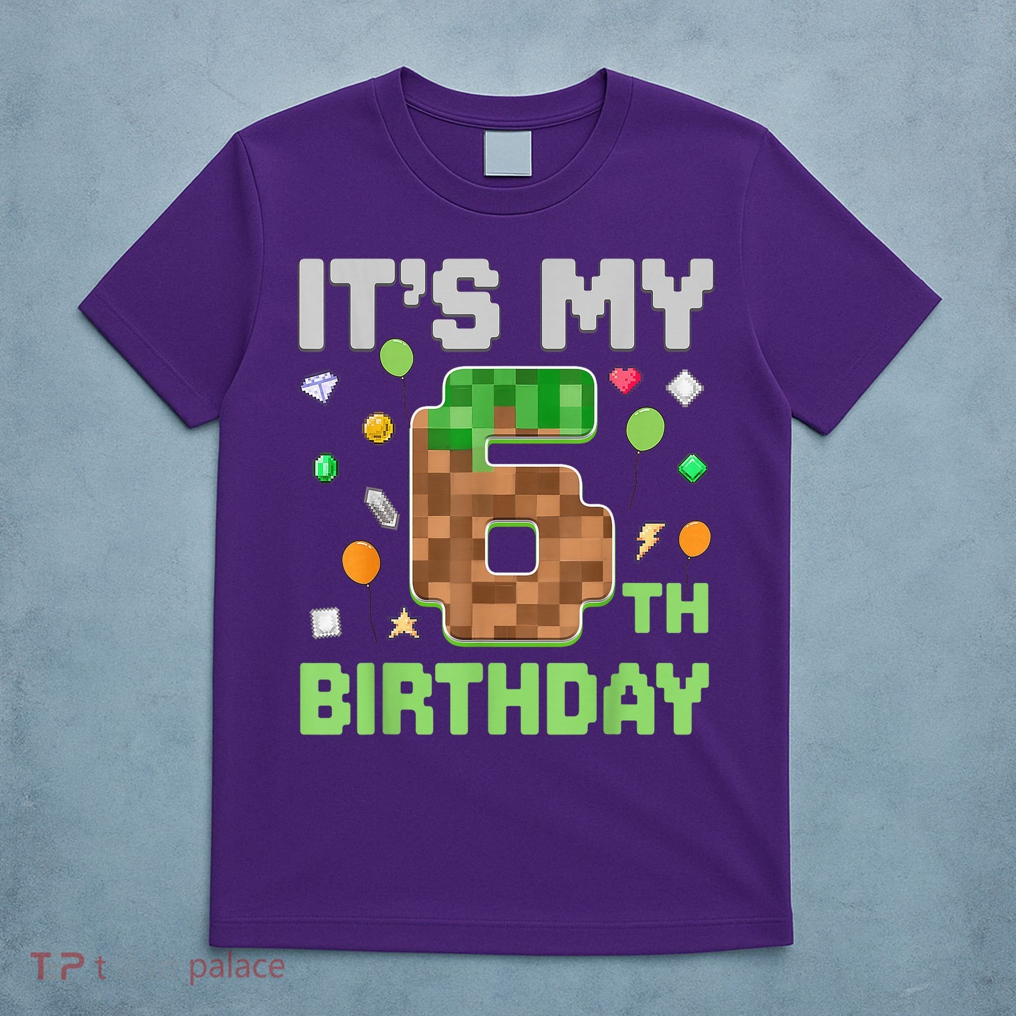 Birthday Boy It'S My 6th Birthday Gamer Pixel Number T-Shirt
