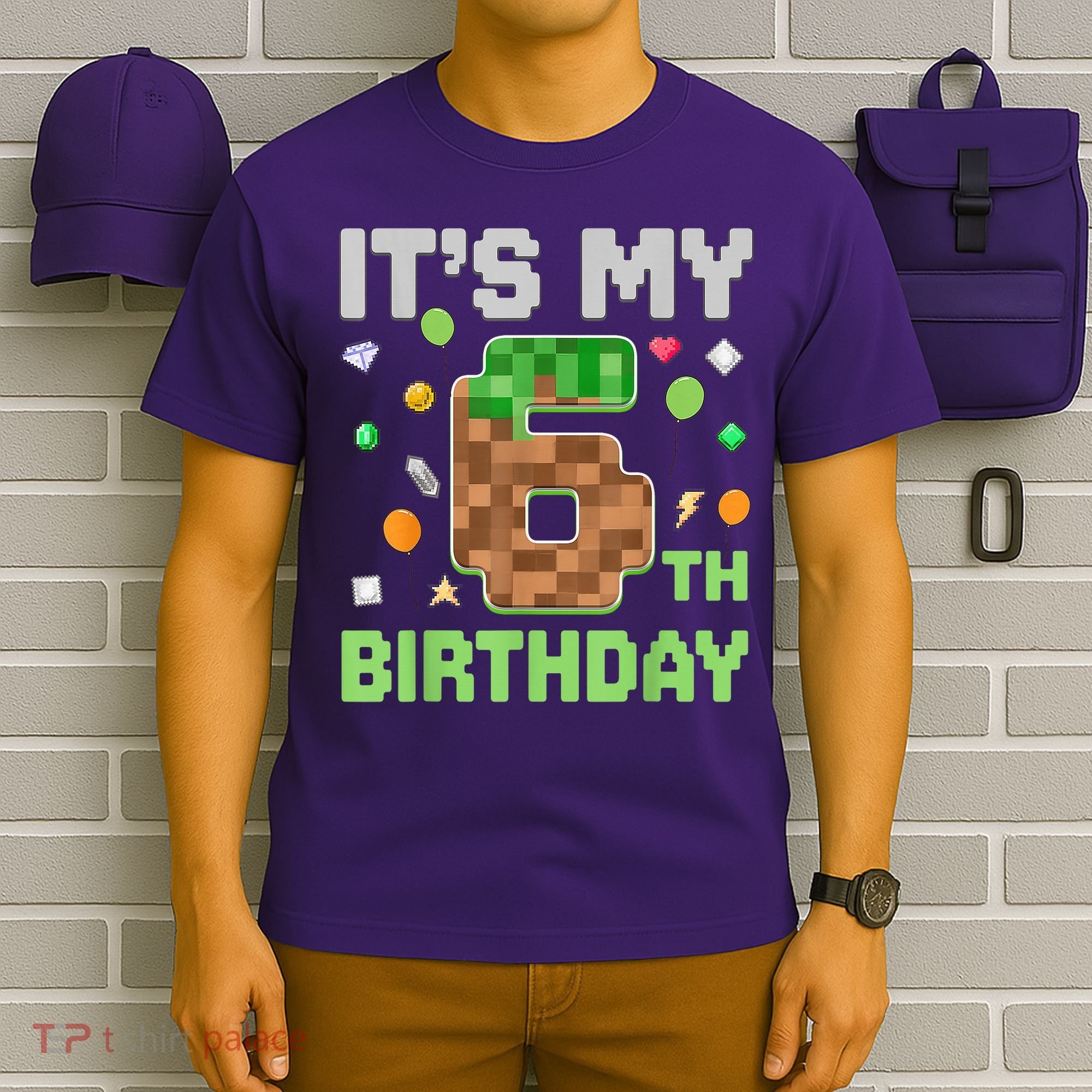 Birthday Boy It'S My 6th Birthday Gamer Pixel Number T-Shirt