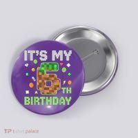 Birthday Boy It'S My 6th Birthday Gamer Pixel Number Button thumb 0