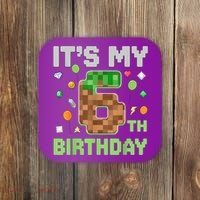 Birthday Boy It'S My 6th Birthday Gamer Pixel Number Coaster thumb 0