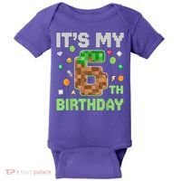 Birthday Boy It'S My 6th Birthday Gamer Pixel Number Baby Bodysuit thumb 0