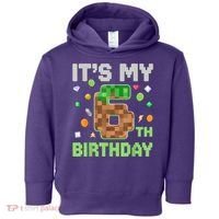 Birthday Boy It'S My 6th Birthday Gamer Pixel Number Toddler Hoodie thumb 0