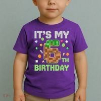 Birthday Boy It'S My 6th Birthday Gamer Pixel Number Toddler T-Shirt thumb 2