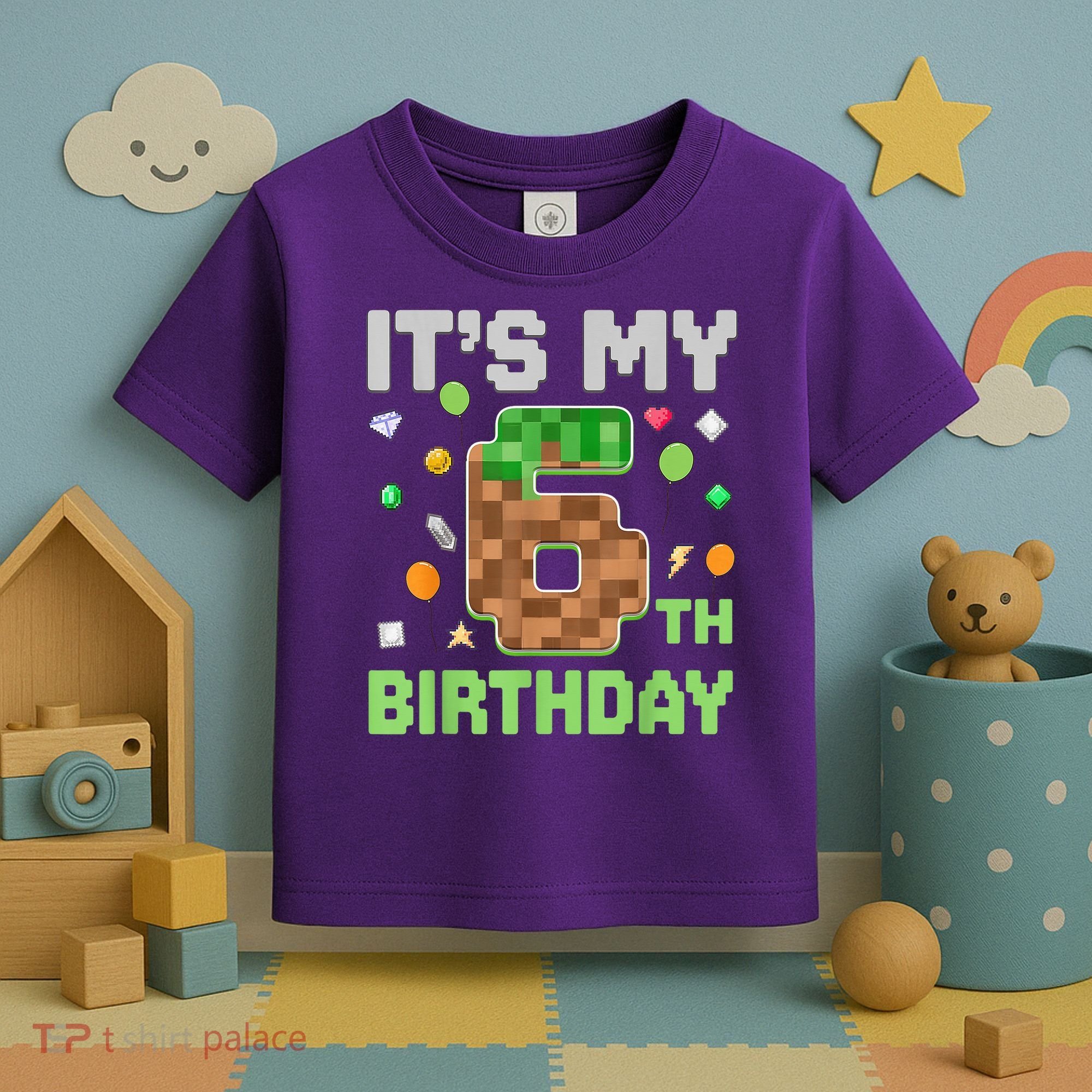 Birthday Boy It'S My 6th Birthday Gamer Pixel Number Toddler T-Shirt