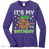Birthday Boy It'S My 6th Birthday Gamer Pixel Number Women's Long Sleeve Shirt thumb 0