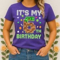 Birthday Boy It'S My 6th Birthday Gamer Pixel Number Women's T-Shirt thumb 2