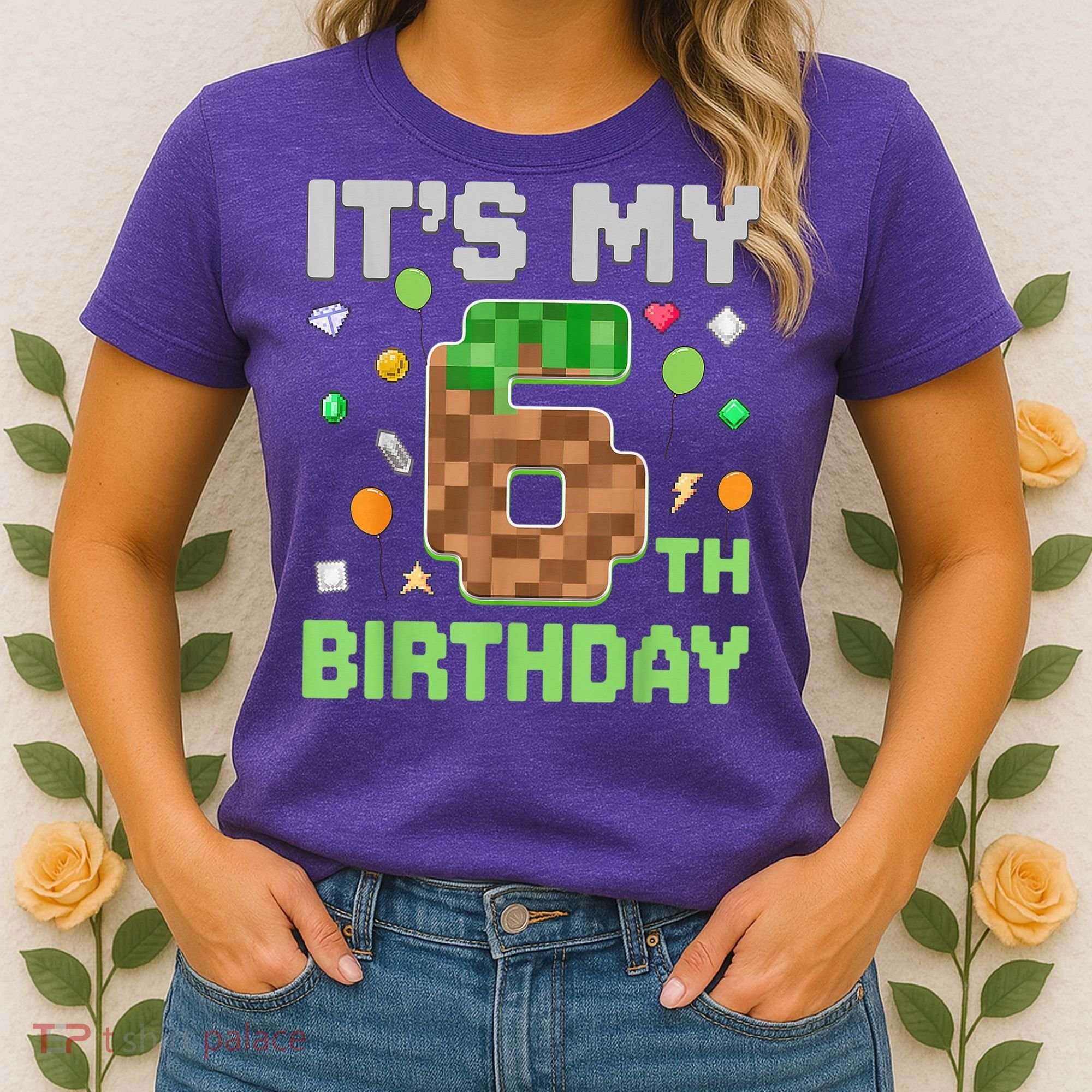 Birthday Boy It'S My 6th Birthday Gamer Pixel Number Women's T-Shirt