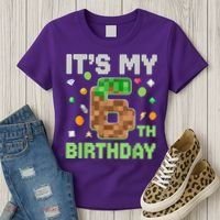 Birthday Boy It'S My 6th Birthday Gamer Pixel Number Women's T-Shirt thumb 3