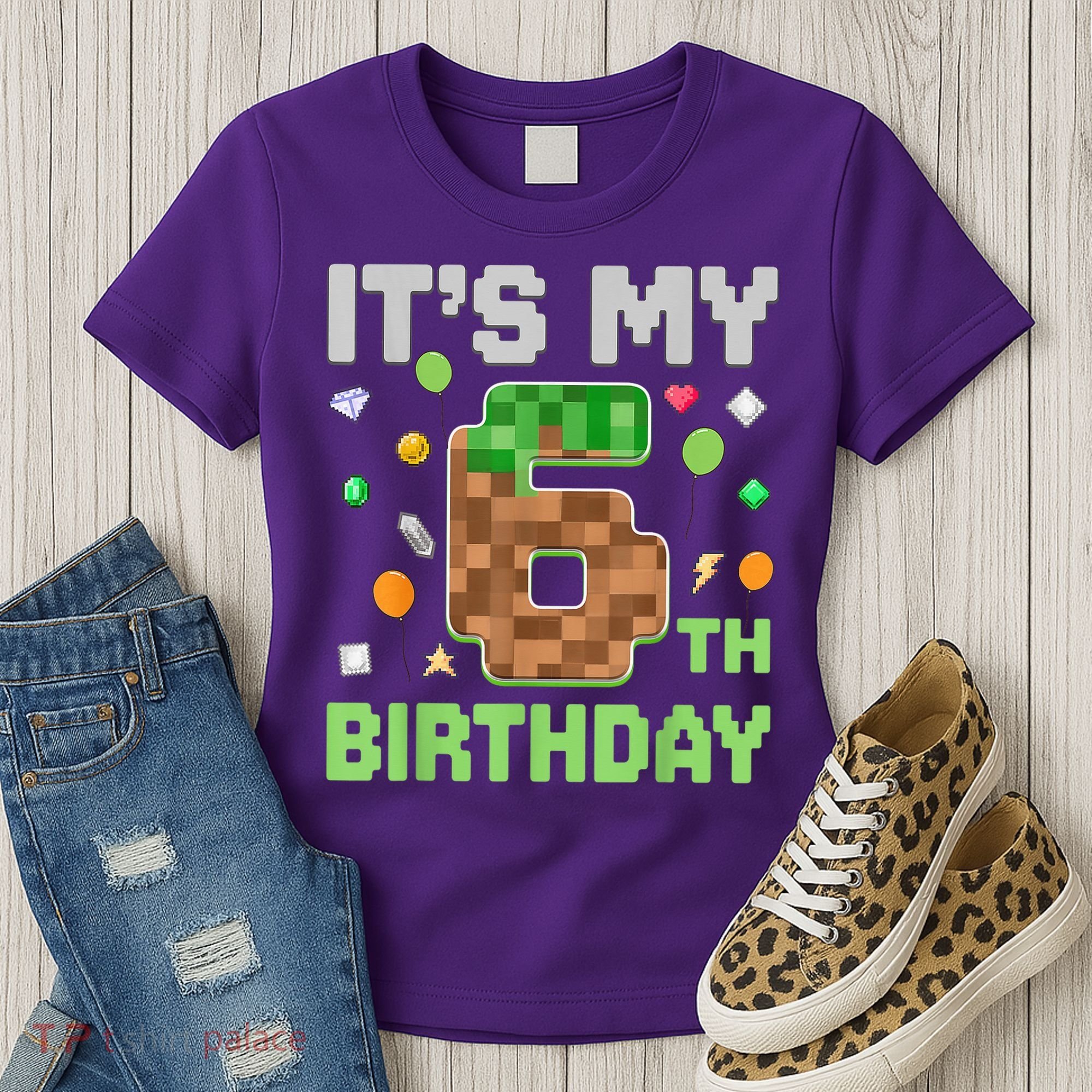 Birthday Boy It'S My 6th Birthday Gamer Pixel Number Women's T-Shirt