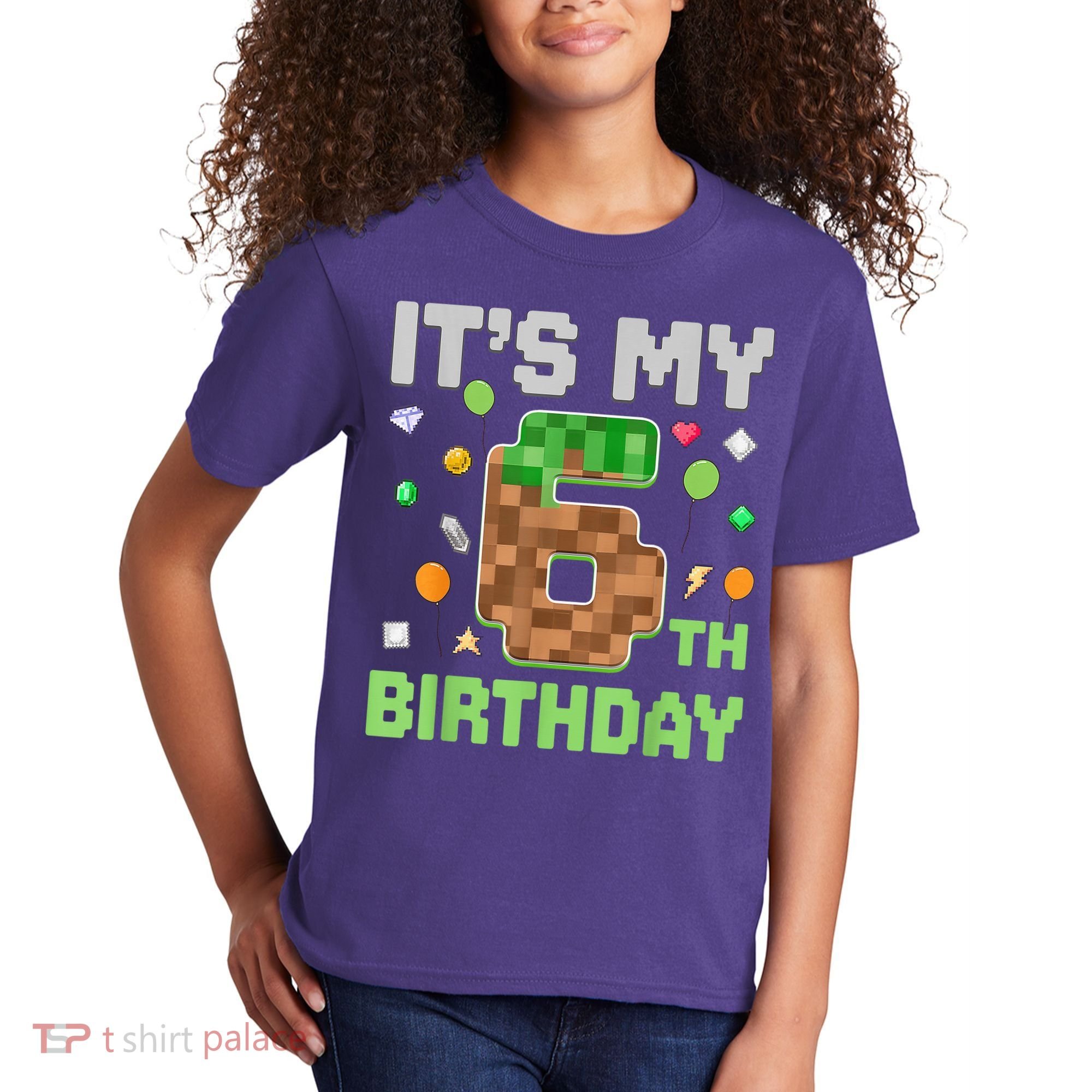 Birthday Boy It'S My 6th Birthday Gamer Pixel Number Kids T-Shirt