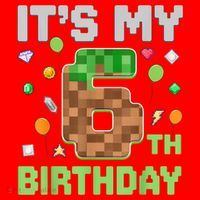 Birthday Boy It'S My 6th Birthday Gamer Pixel Number Santa Hat thumb 1