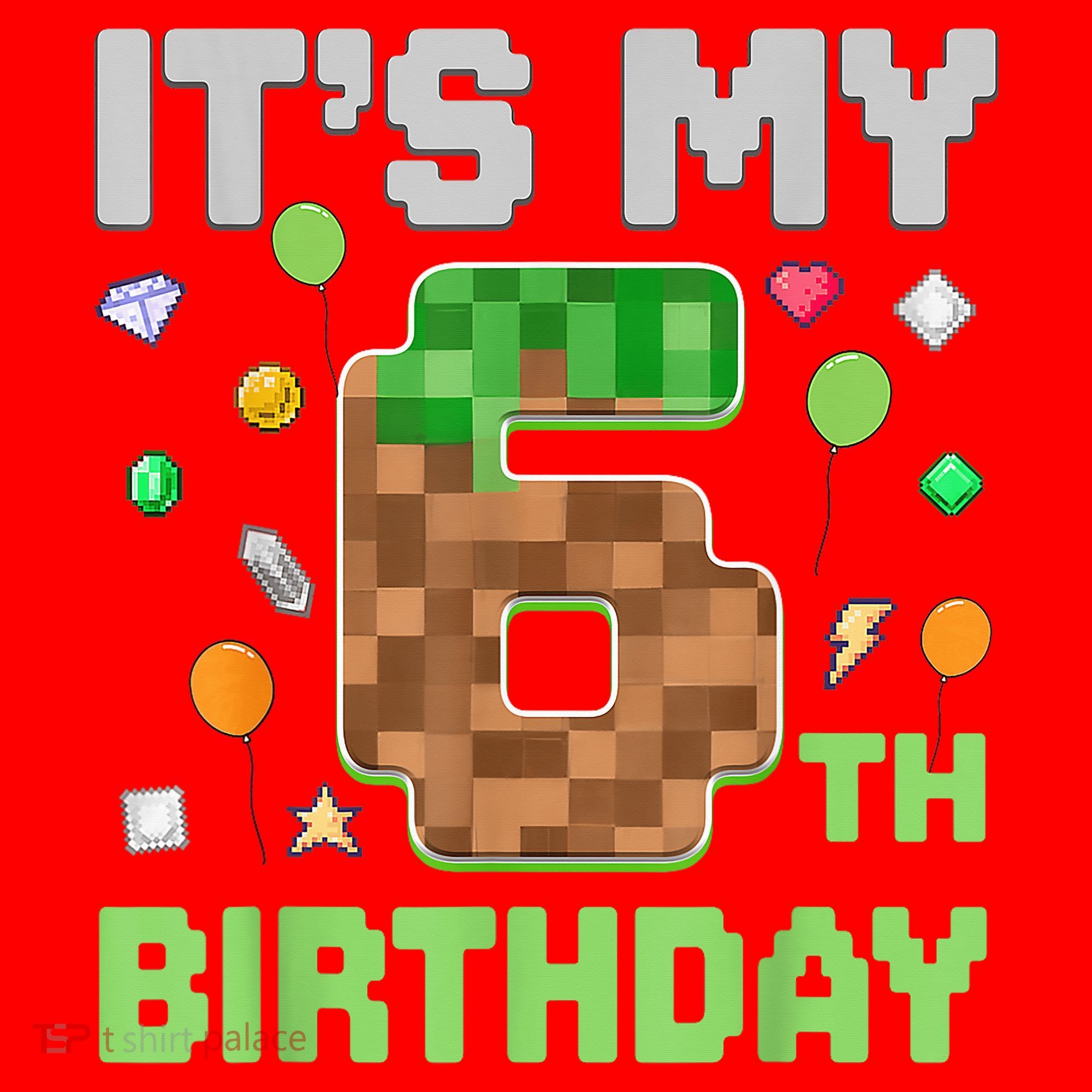 Birthday Boy It'S My 6th Birthday Gamer Pixel Number Santa Hat