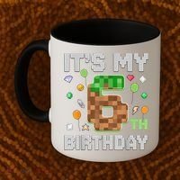 Birthday Boy It'S My 6th Birthday Gamer Pixel Number Coffee Mug thumb 2
