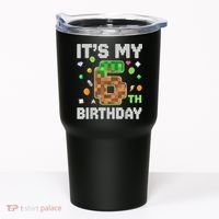Birthday Boy It'S My 6th Birthday Gamer Pixel Number Tumbler thumb 0