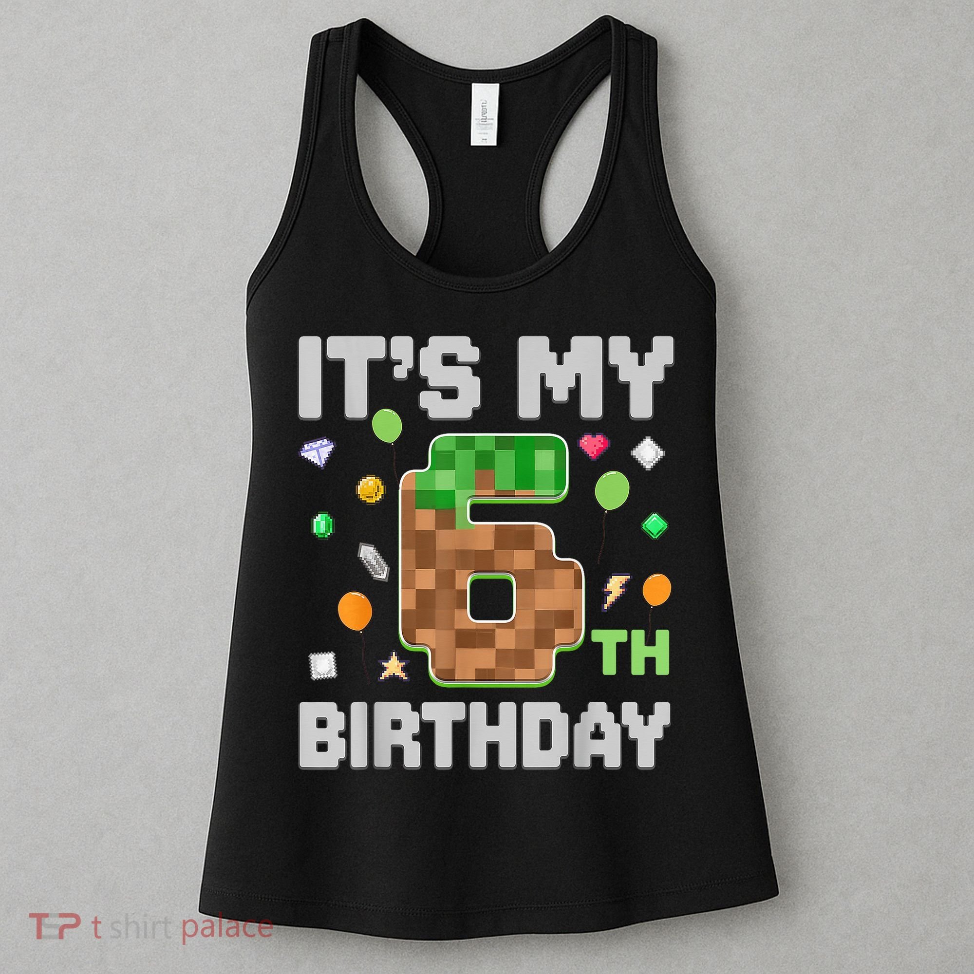 Birthday Boy It'S My 6th Birthday Gamer Pixel Number Women's Tank Top
