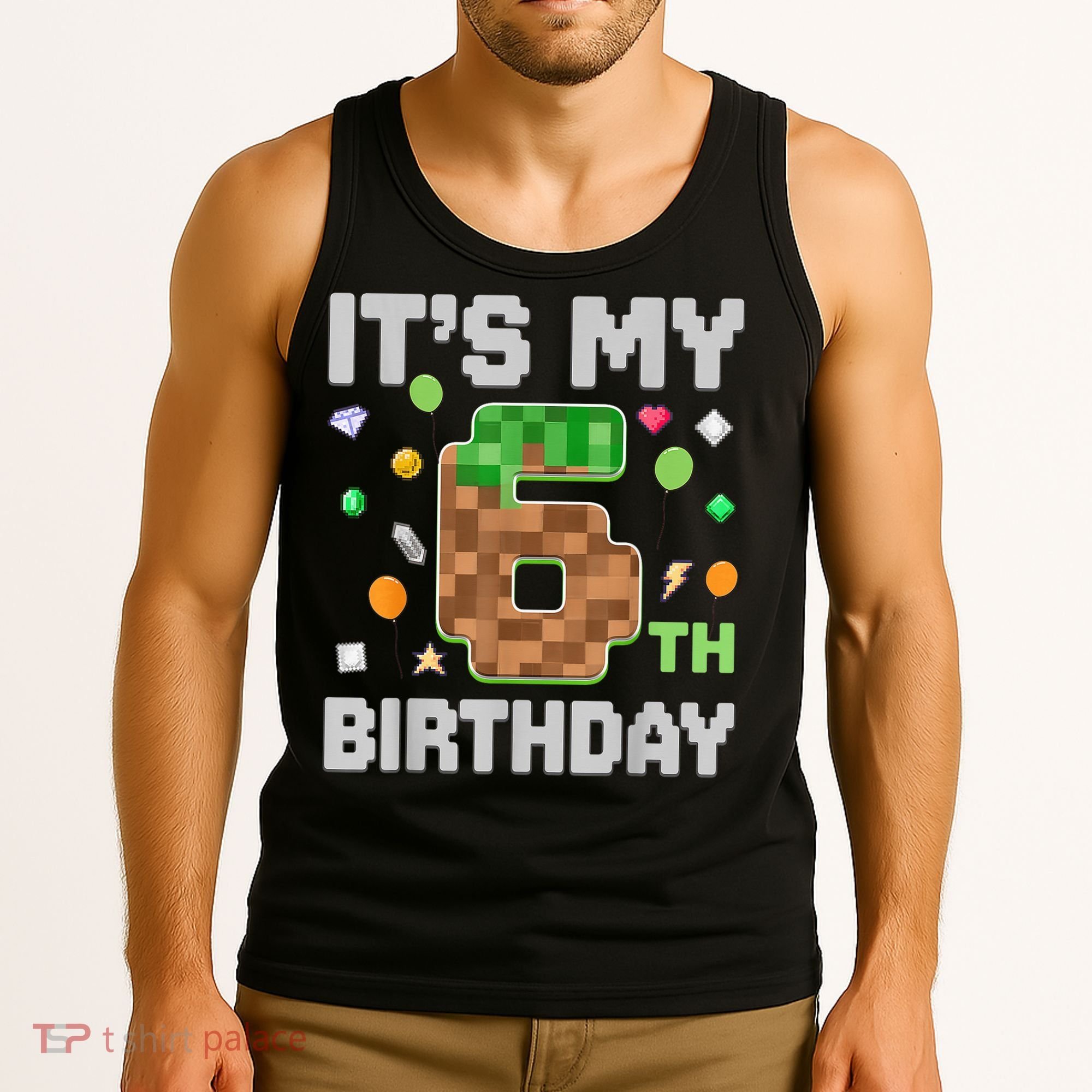 Birthday Boy It'S My 6th Birthday Gamer Pixel Number Tank Top