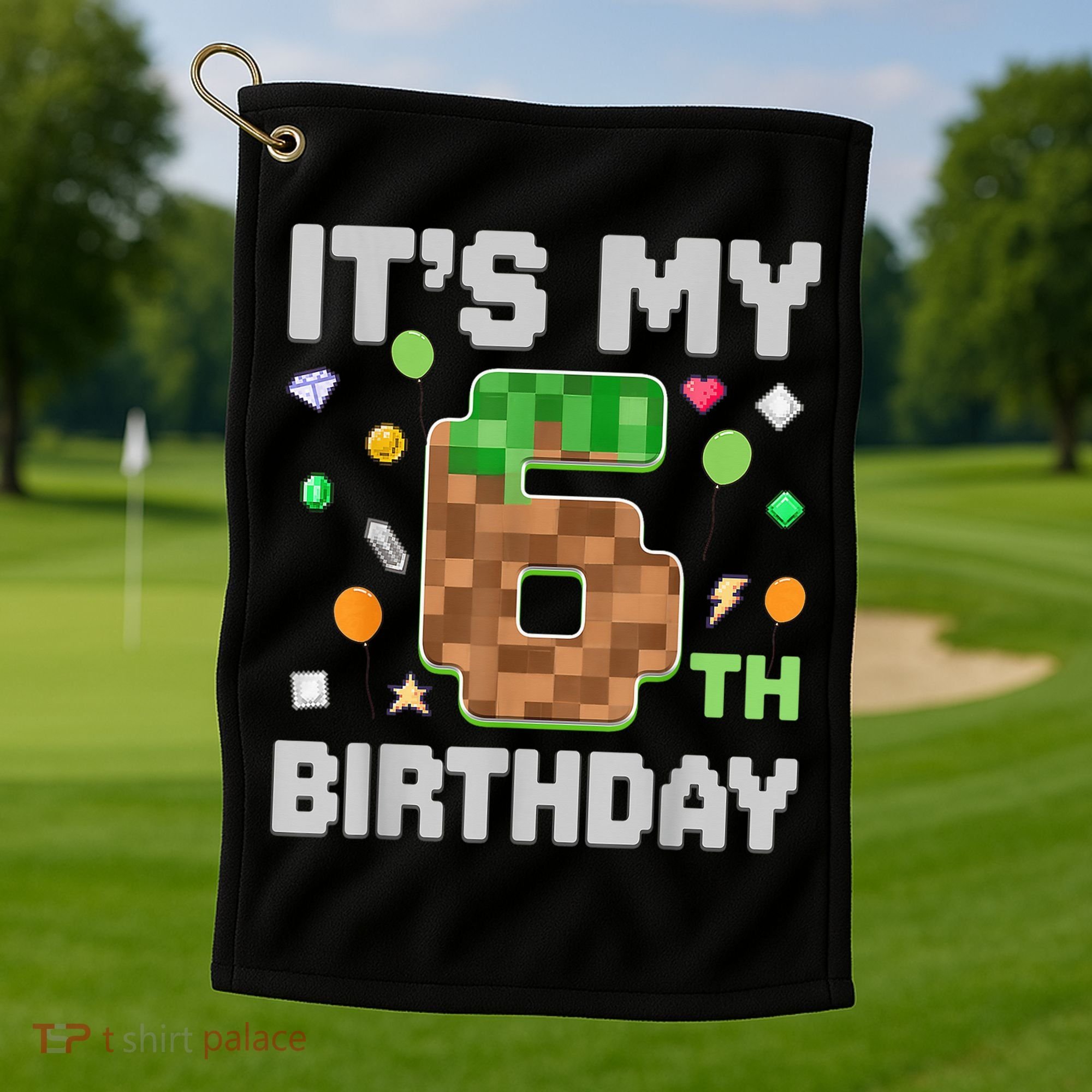 Birthday Boy It'S My 6th Birthday Gamer Pixel Number Golf Towel