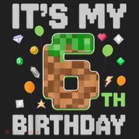 Birthday Boy It'S My 6th Birthday Gamer Pixel Number Golf Towel thumb 3