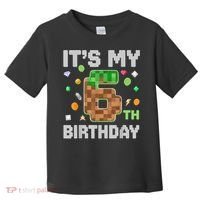 Birthday Boy It'S My 6th Birthday Gamer Pixel Number Toddler T-Shirt thumb 0