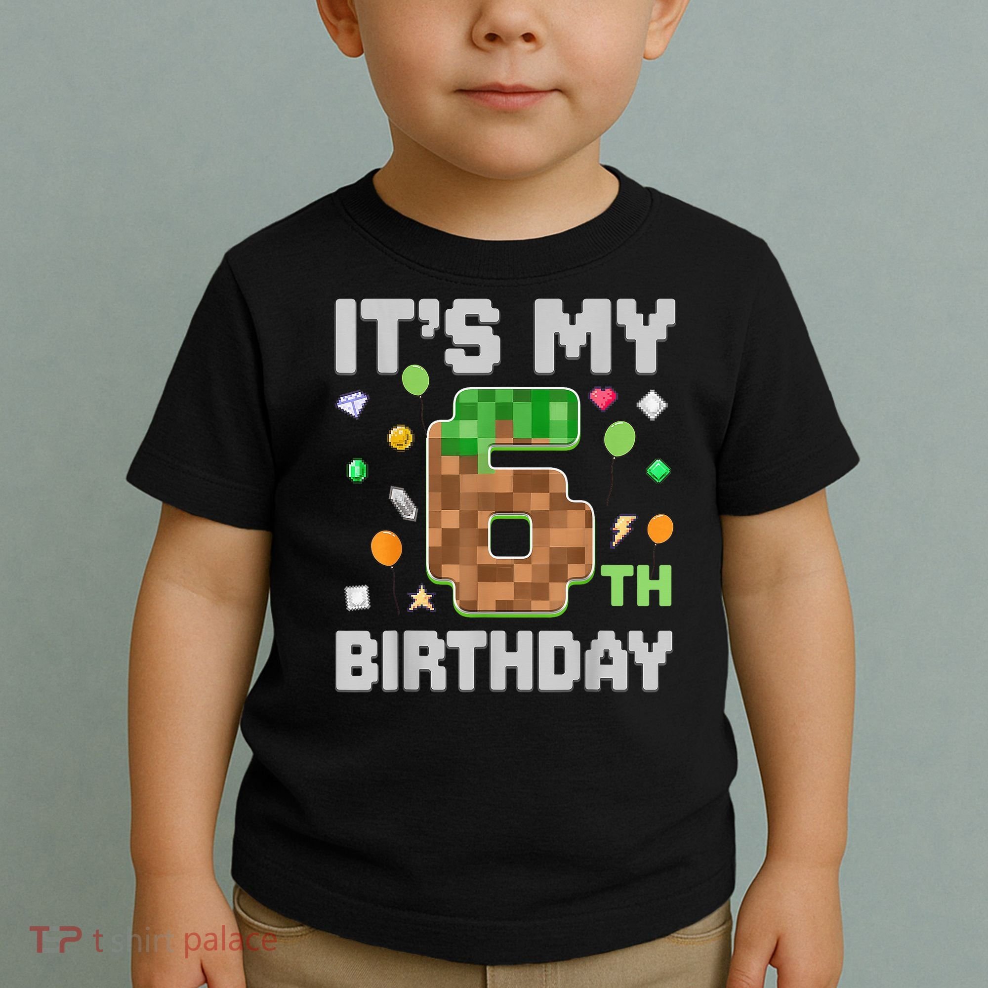 Birthday Boy It'S My 6th Birthday Gamer Pixel Number Toddler T-Shirt