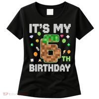 Birthday Boy It'S My 6th Birthday Gamer Pixel Number Women's T-Shirt thumb 0