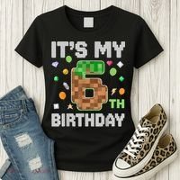 Birthday Boy It'S My 6th Birthday Gamer Pixel Number Women's T-Shirt thumb 3
