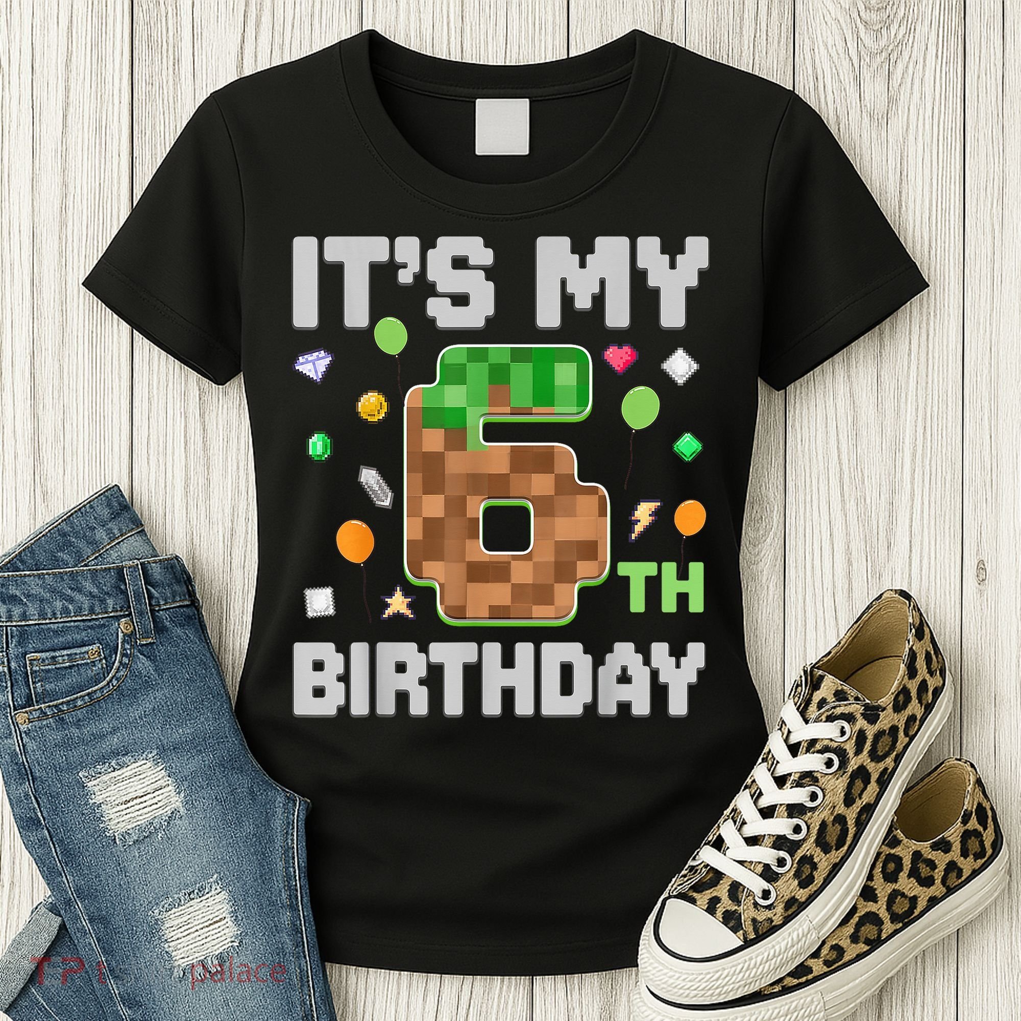 Birthday Boy It'S My 6th Birthday Gamer Pixel Number Women's T-Shirt