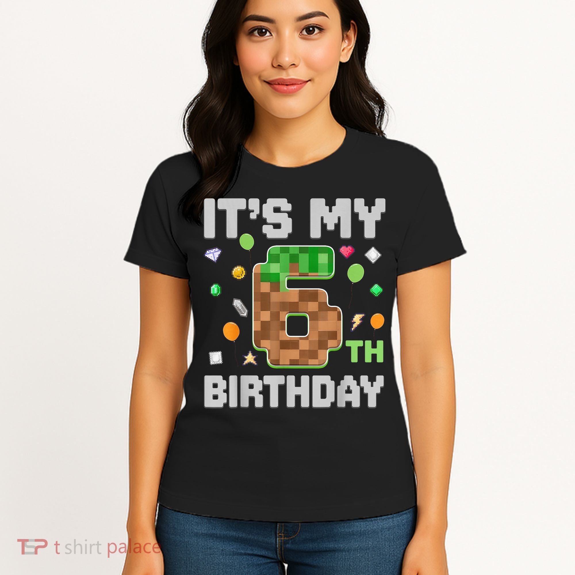 Birthday Boy It'S My 6th Birthday Gamer Pixel Number Women's T-Shirt