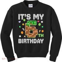 Birthday Boy It'S My 6th Birthday Gamer Pixel Number Kids Sweatshirt thumb 0