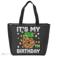 Birthday Boy It'S My 6th Birthday Gamer Pixel Number Tote Bag thumb 0