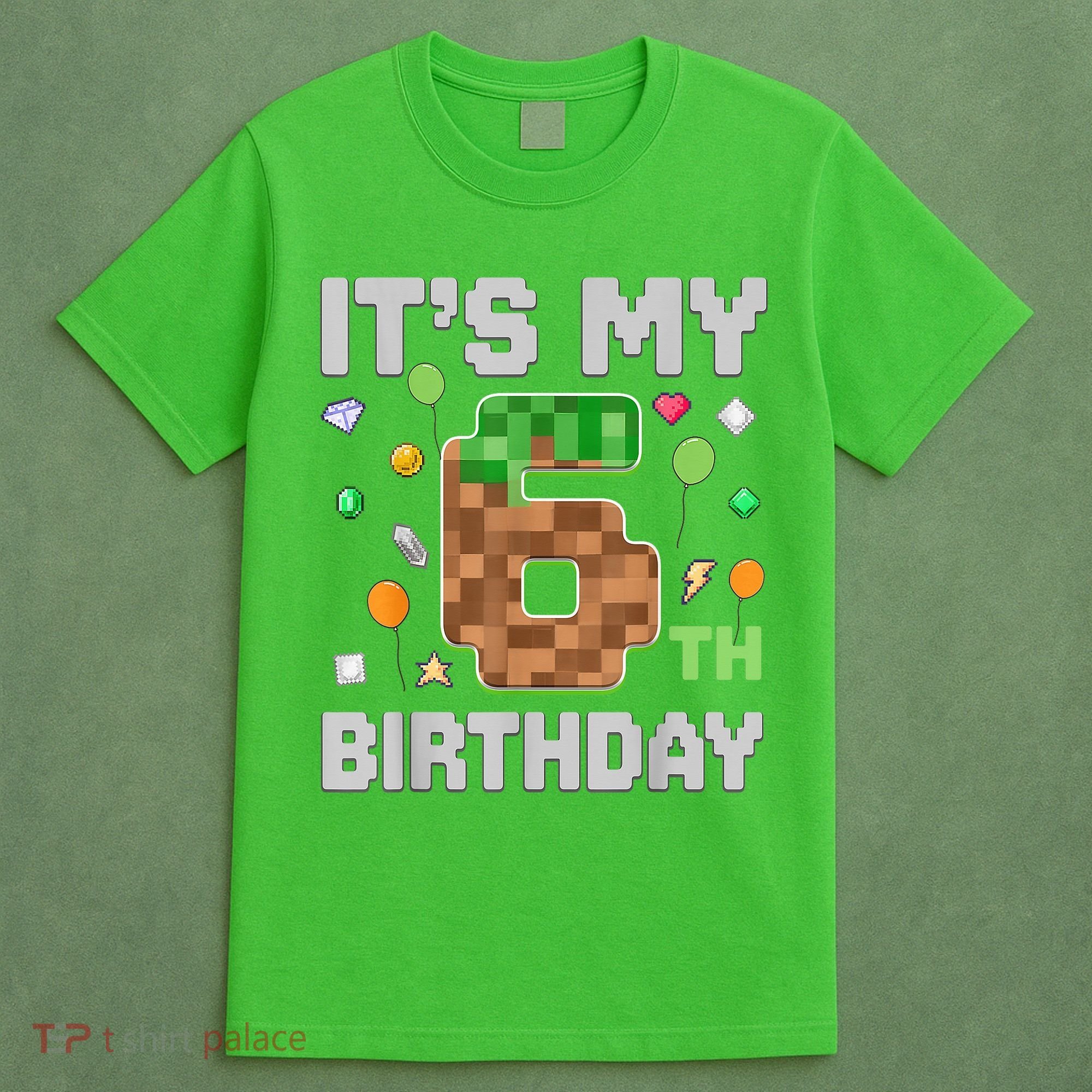 Birthday Boy It'S My 6th Birthday Gamer Pixel Number T-Shirt