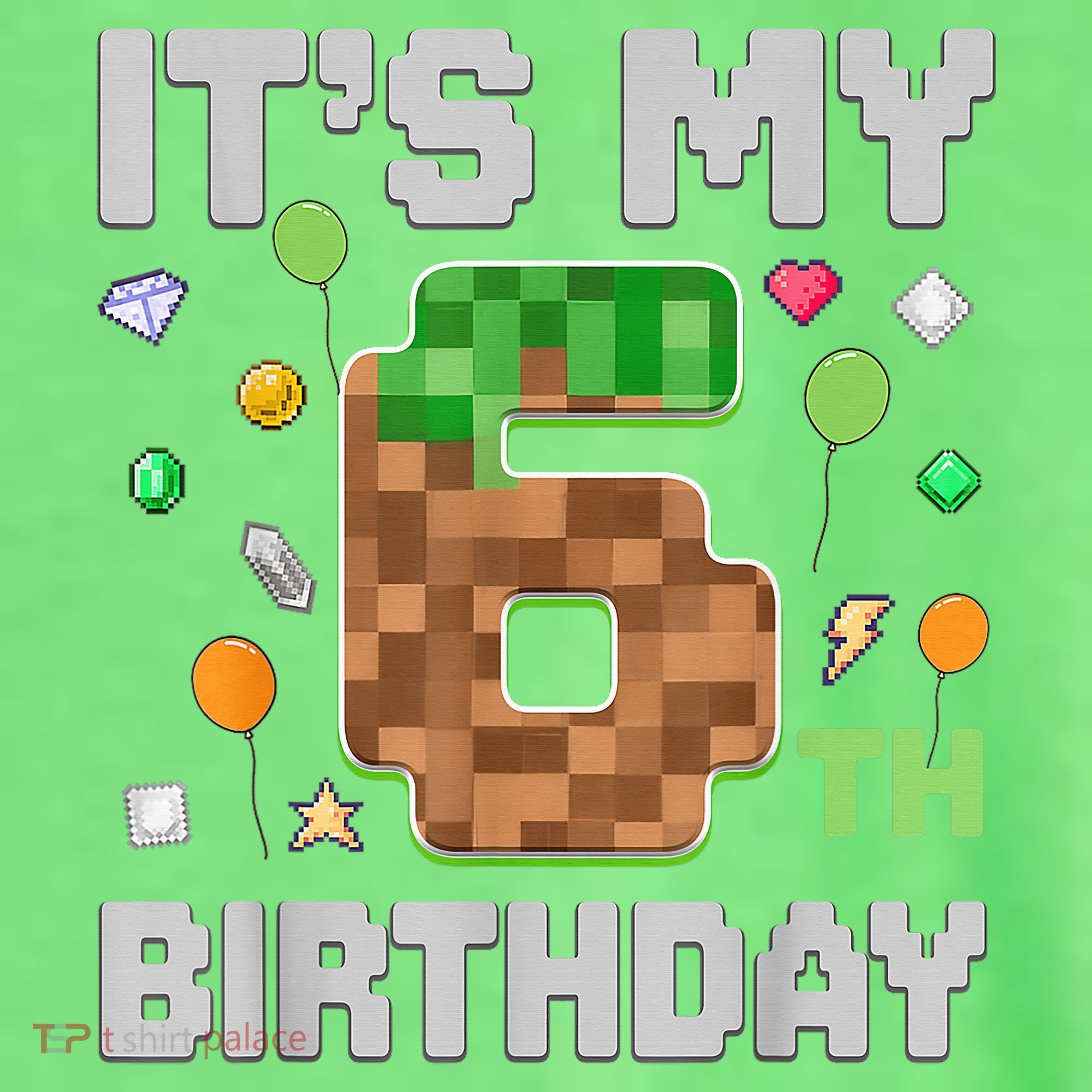 Birthday Boy It'S My 6th Birthday Gamer Pixel Number T-Shirt