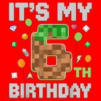 Birthday Boy It'S My 6th Birthday Gamer Pixel Number Santa Hat thumb 1