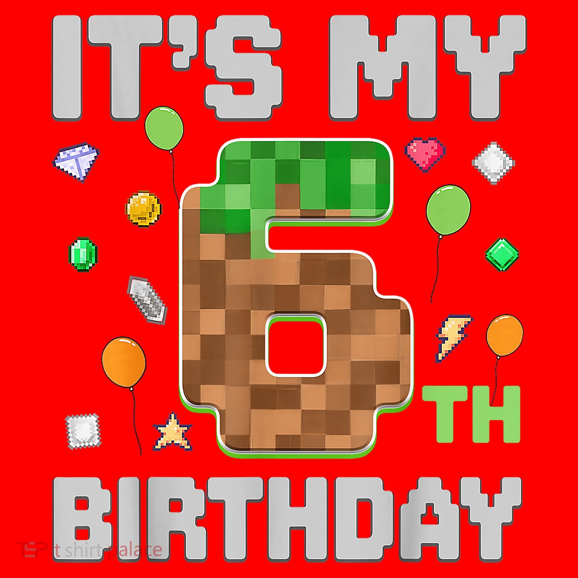 Birthday Boy It'S My 6th Birthday Gamer Pixel Number Santa Hat