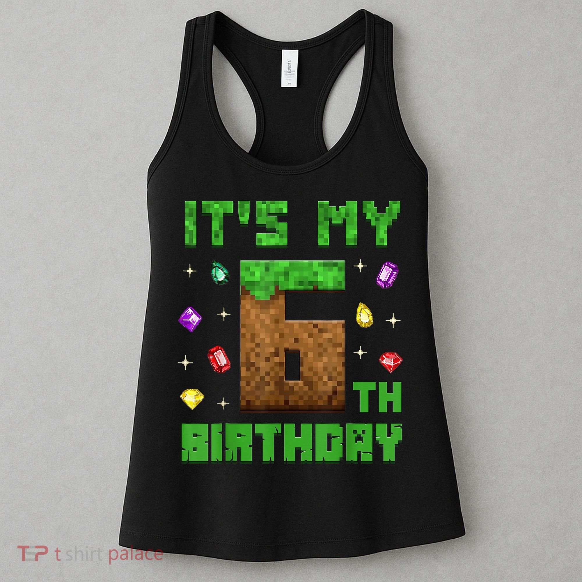 Birthday Boy It'S My 6th Birthday Gamer Pixel Number Women's Tank Top