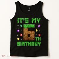Birthday Boy It'S My 6th Birthday Gamer Pixel Number Tank Top thumb 2