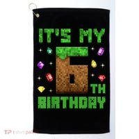 Birthday Boy It'S My 6th Birthday Gamer Pixel Number Golf Towel thumb 0