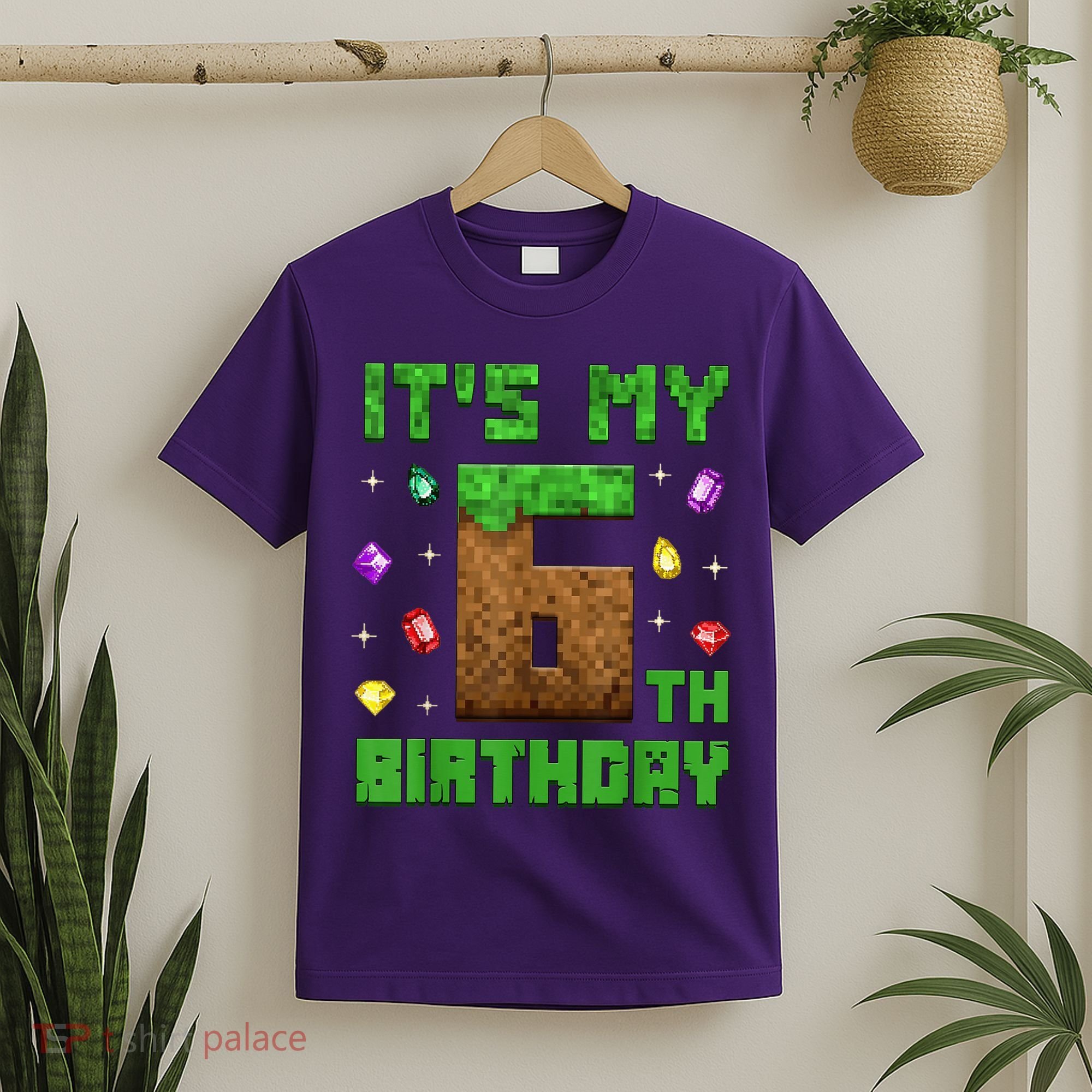 Birthday Boy It'S My 6th Birthday Gamer Pixel Number T-Shirt