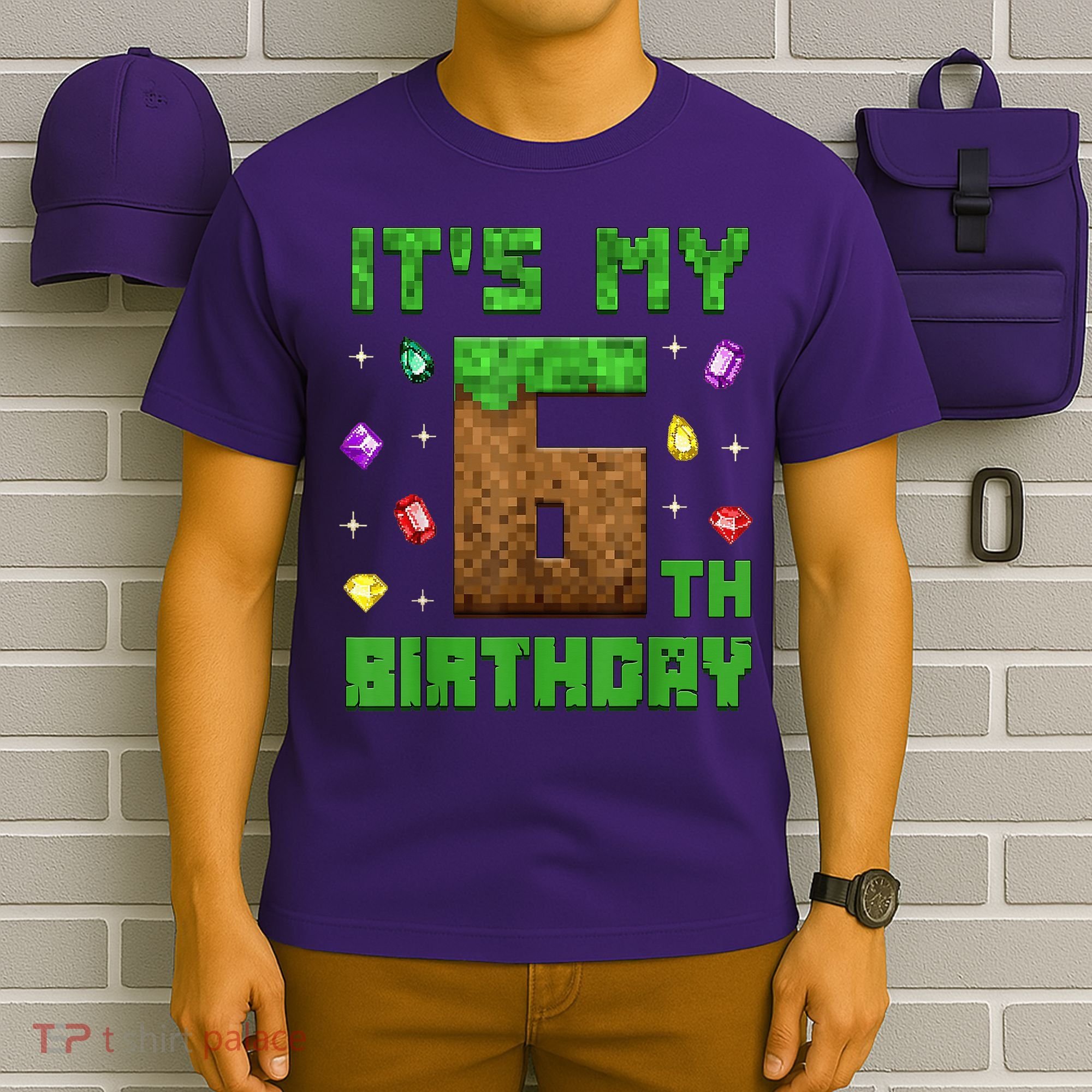 Birthday Boy It'S My 6th Birthday Gamer Pixel Number T-Shirt
