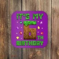 Birthday Boy It'S My 6th Birthday Gamer Pixel Number Coaster thumb 0