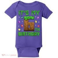 Birthday Boy It'S My 6th Birthday Gamer Pixel Number Baby Bodysuit thumb 0