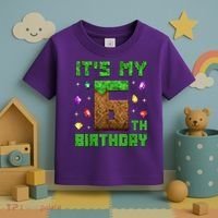 Birthday Boy It'S My 6th Birthday Gamer Pixel Number Toddler T-Shirt thumb 3