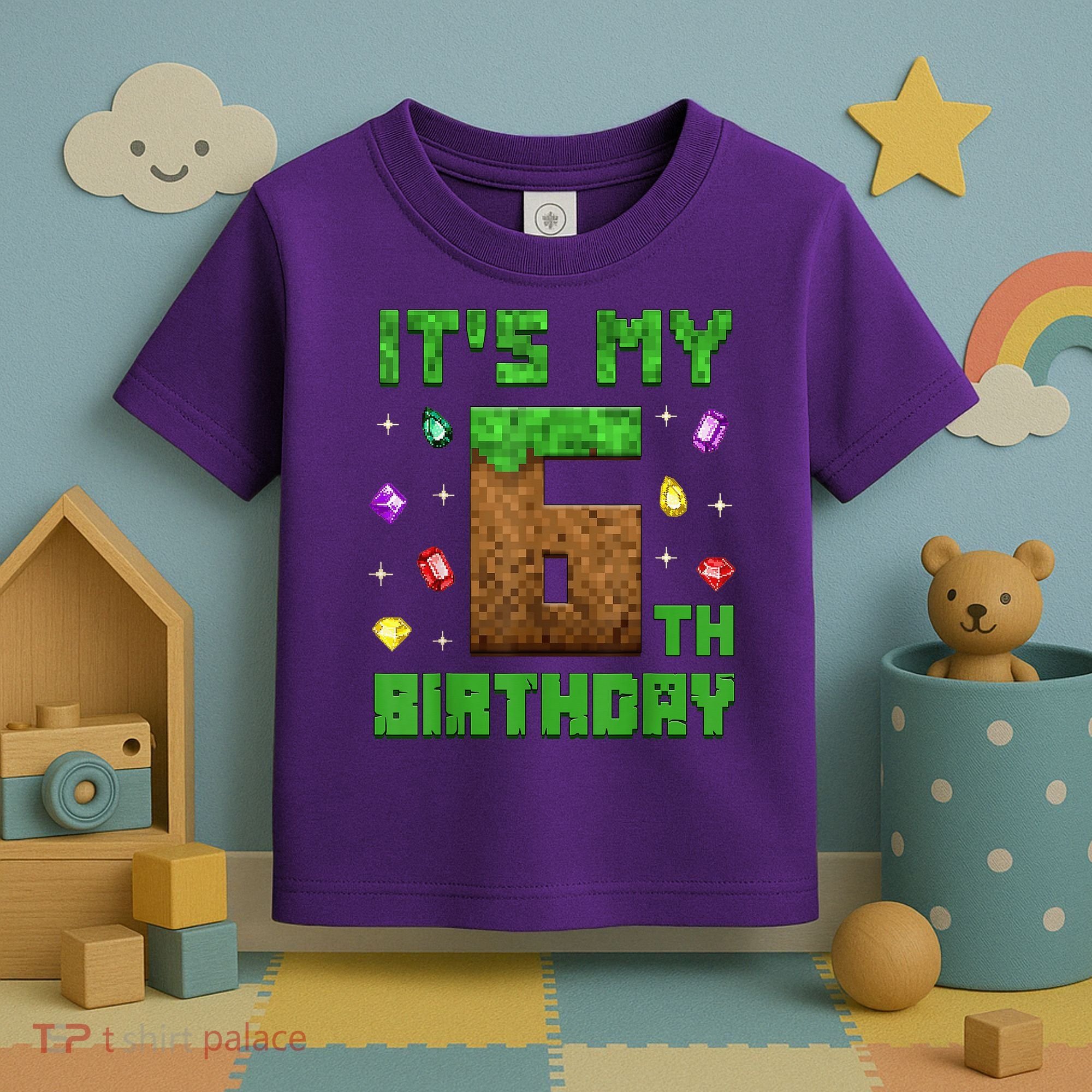 Birthday Boy It'S My 6th Birthday Gamer Pixel Number Toddler T-Shirt