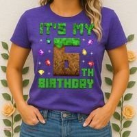 Birthday Boy It'S My 6th Birthday Gamer Pixel Number Women's T-Shirt thumb 2