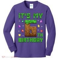 Birthday Boy It'S My 6th Birthday Gamer Pixel Number Kids Long Sleeve Shirt thumb 0