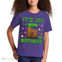 Birthday Boy It'S My 6th Birthday Gamer Pixel Number Kids T-Shirt thumb 2