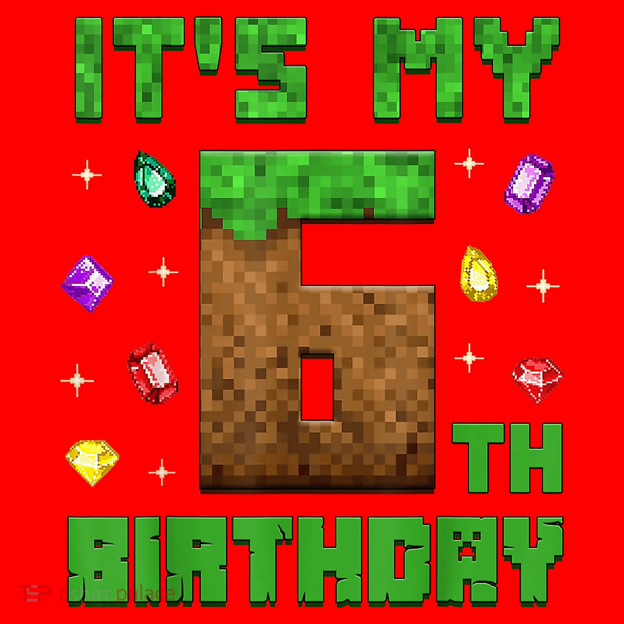 Birthday Boy It'S My 6th Birthday Gamer Pixel Number Santa Hat