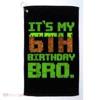 Birthday Boy It'S My 6th Birthday Gamer Pixel Number Golf Towel thumb 0